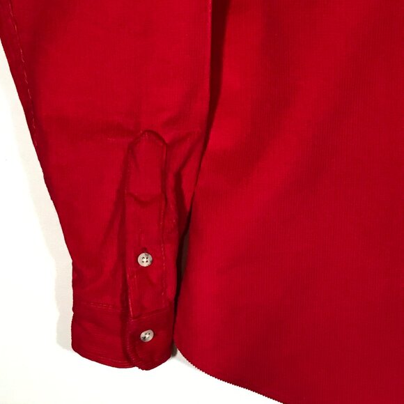 J. Crew Outfitter Women's 6 Red Corduroy Hidden Button Long Sleeve Round Hem Top - Picture 4 of 9